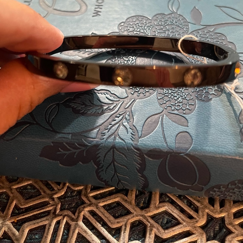 park Lane Black Bangle Bracelet with Crystal Accents